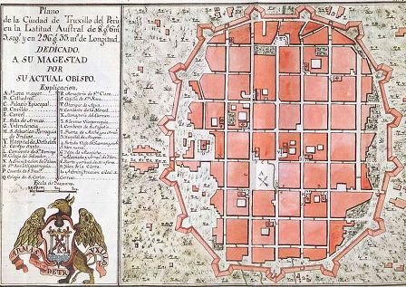 Historic map of Trujillo Peru