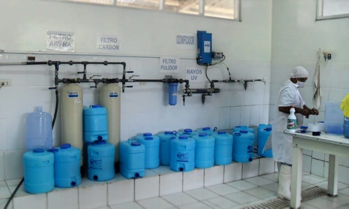 A water bottling plant in Tarapoto, Peru