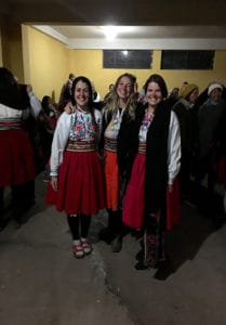 blogger and friends dressed in local clothes