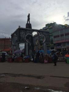 Peru Bolivia border - statue found in Desaguadero