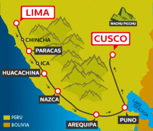 map of full south to cusco