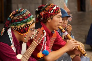 top peruvian souvenirs - band playing traditional peruvian instruments