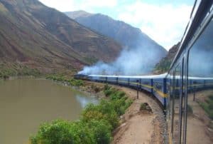 vapor coming out of moving train in the Andes - how to get from lima to machu picchu