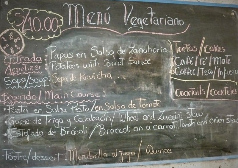 Menu del Dia à Lima au Pérou