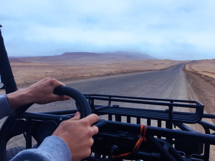 Driving ATVs through the Paracas National Park 