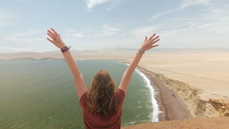 Paracas Peru Beach Girl Looking Out At Beach