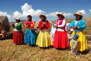 Uros Islands Lake Titicaca Puno Peru Bolivia Border Local inhabitants
